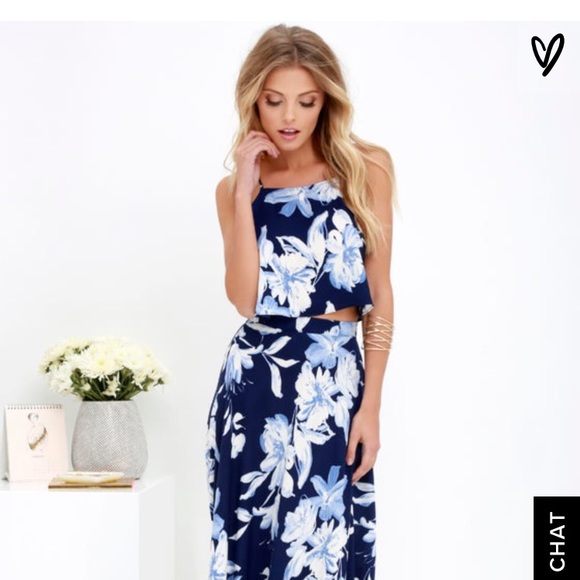 💙Lulus 💙 two-piece Love for Lani Navy Blue - Picture 1 of 7